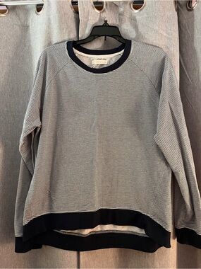 Striped Navy and White Crewneck Sweater - Men